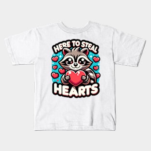 Raccoon Heart Bandit - Cute Animal Love Graphic Kids T-Shirt